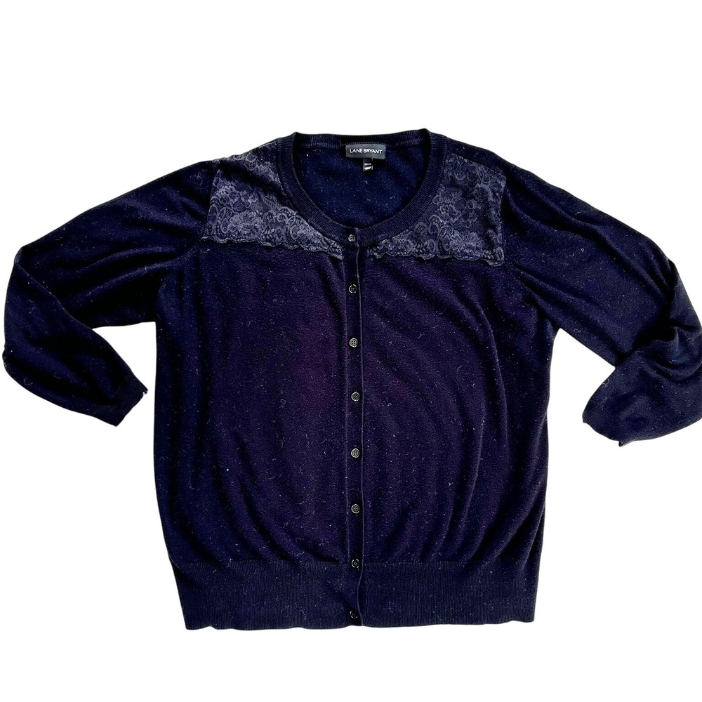 Lane Bryant Whimsigoth Cardigan Sweater Lace Detail Button Front Plus Size 22/24